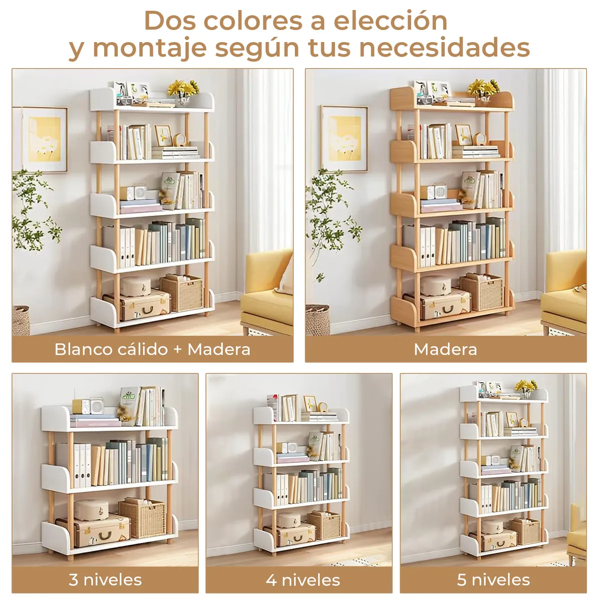 ROHE - Estanteria Librero Blanco 5 Niveles 150*80*24cm