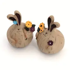 VATYERTY - 2 estatuas decorativas de conejo regordete de estilo campestre 1 par