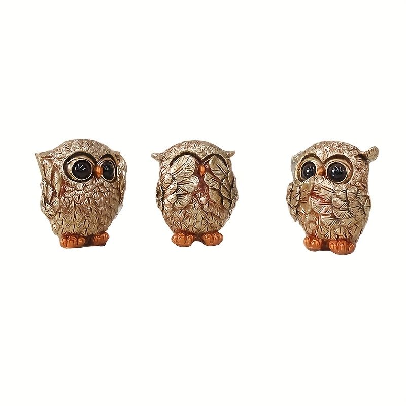 VATYERTY - Juego de 3 figuras creativas de búho de resina