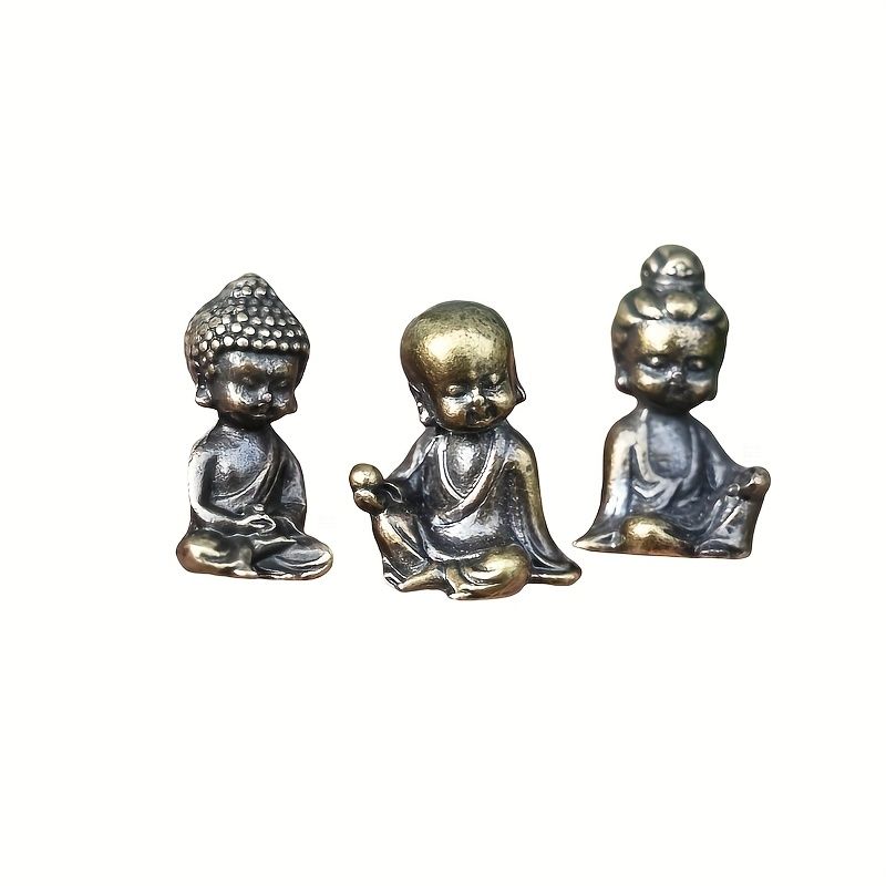 VATYERTY - 3 estatuas de Buda en miniatura de bronce de alta calidad