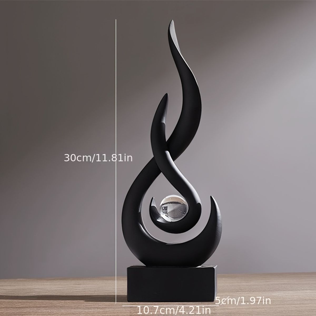 VATYERTY - Elegante adorno de bola de cristal de 3 cm con llama negra y perla