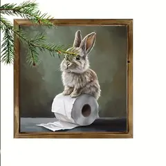 VATYERTY - 1 letrero rústico de conejo de madera con rollo de papel higiénico