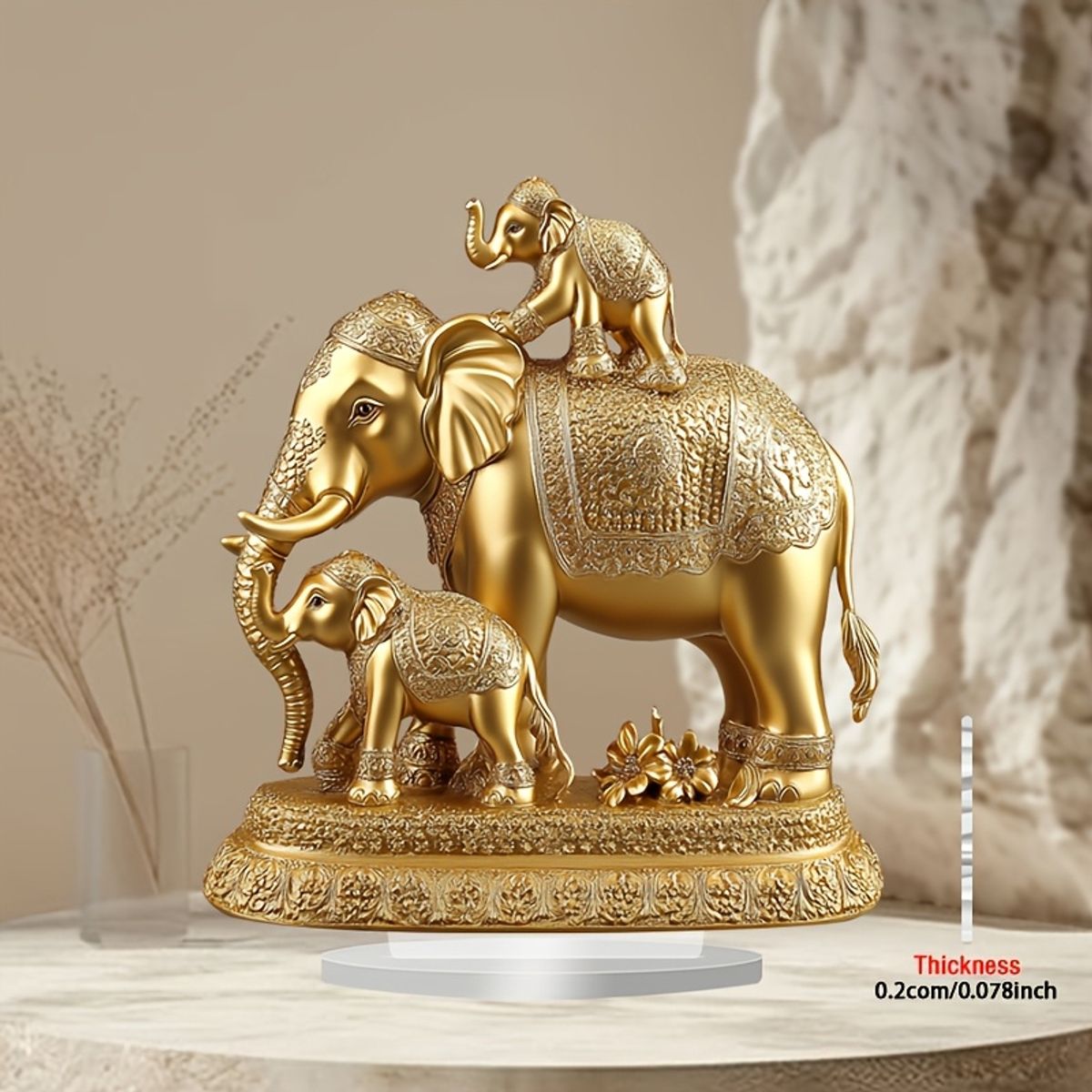 VATYERTY - Artículo único en 2D de 25 x 20 cm 3 elefantes grandes