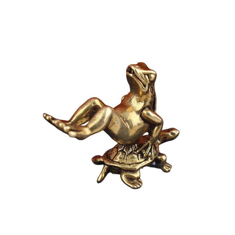 VATYERTY - Encantadora miniatura de tortuga y rana de latón antiguo Estatua