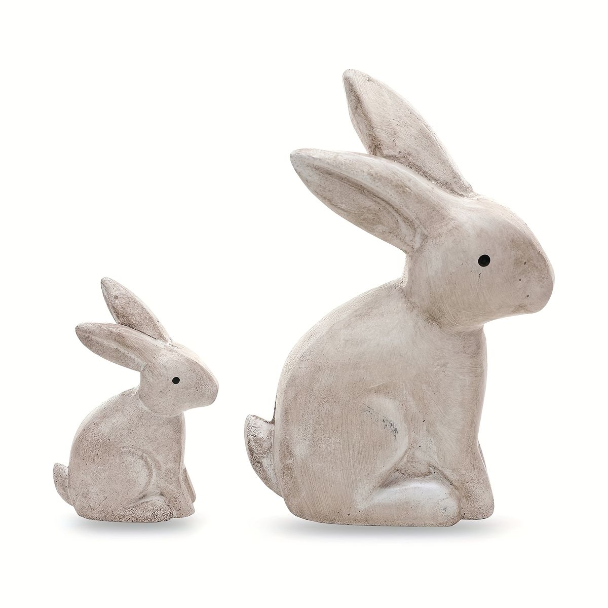 VATYERTY - 2Pcs de conejo de Pascua de madera rústicas decoración de conejo blanco