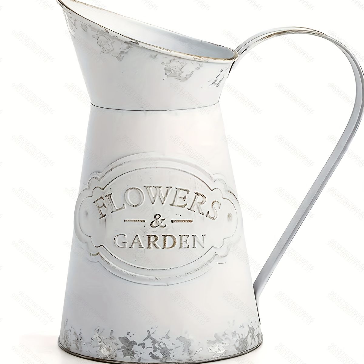 VATYERTY - 1 jarrón cilíndrico de metal rústico de estilo vintage con asa