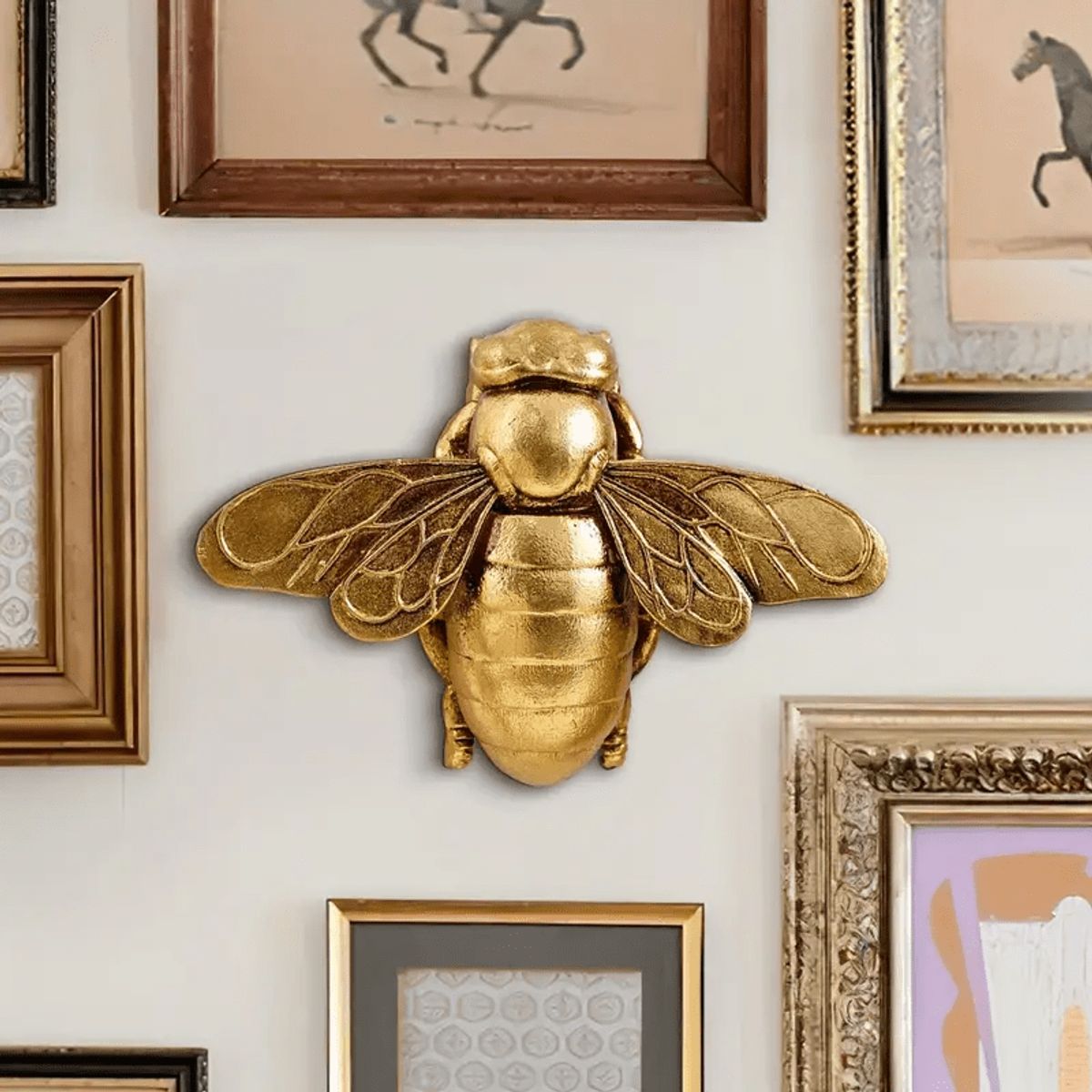 VATYERTY - 1Pc Escultura de pared de abeja dorada - Insecto de resina hecho a mano