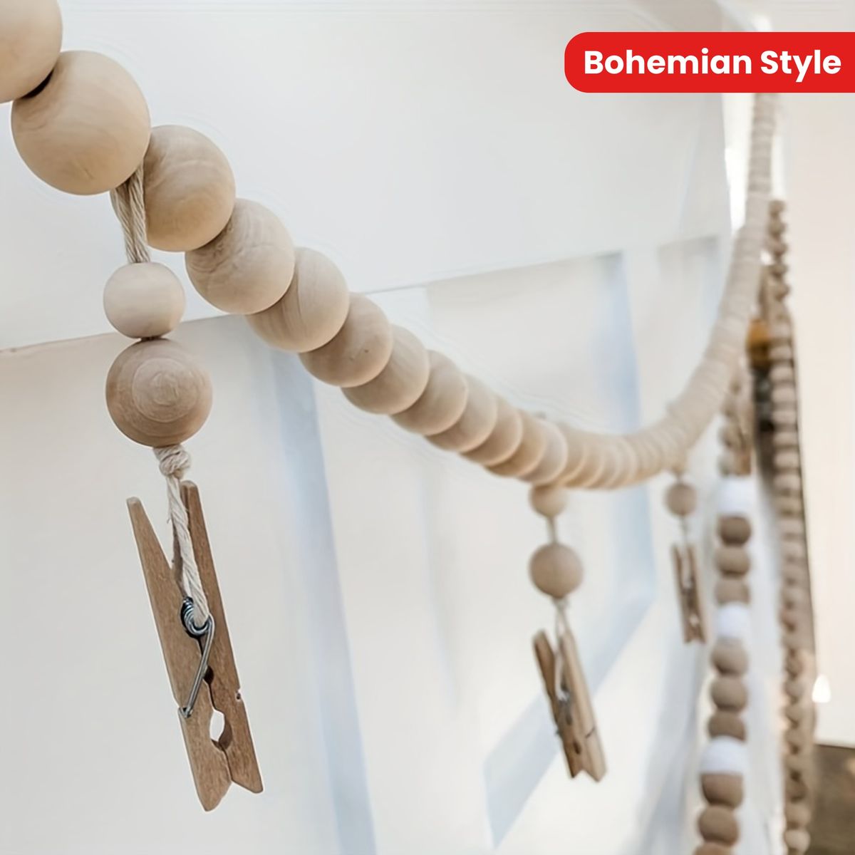 VATYERTY - Corona de cuentas de madera de estilo bohemio de madera natural