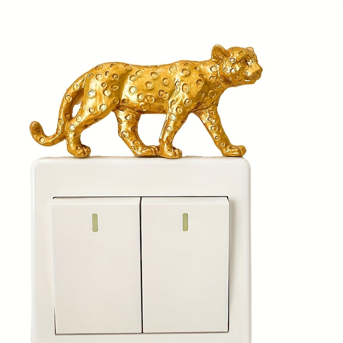VATYERTY - 1 lámpara de resina 3D de leopardo dorado estilo bohemio para interruptor