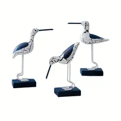VATYERTY - Conjunto de tres figuras de aves marinas de madera envejecida