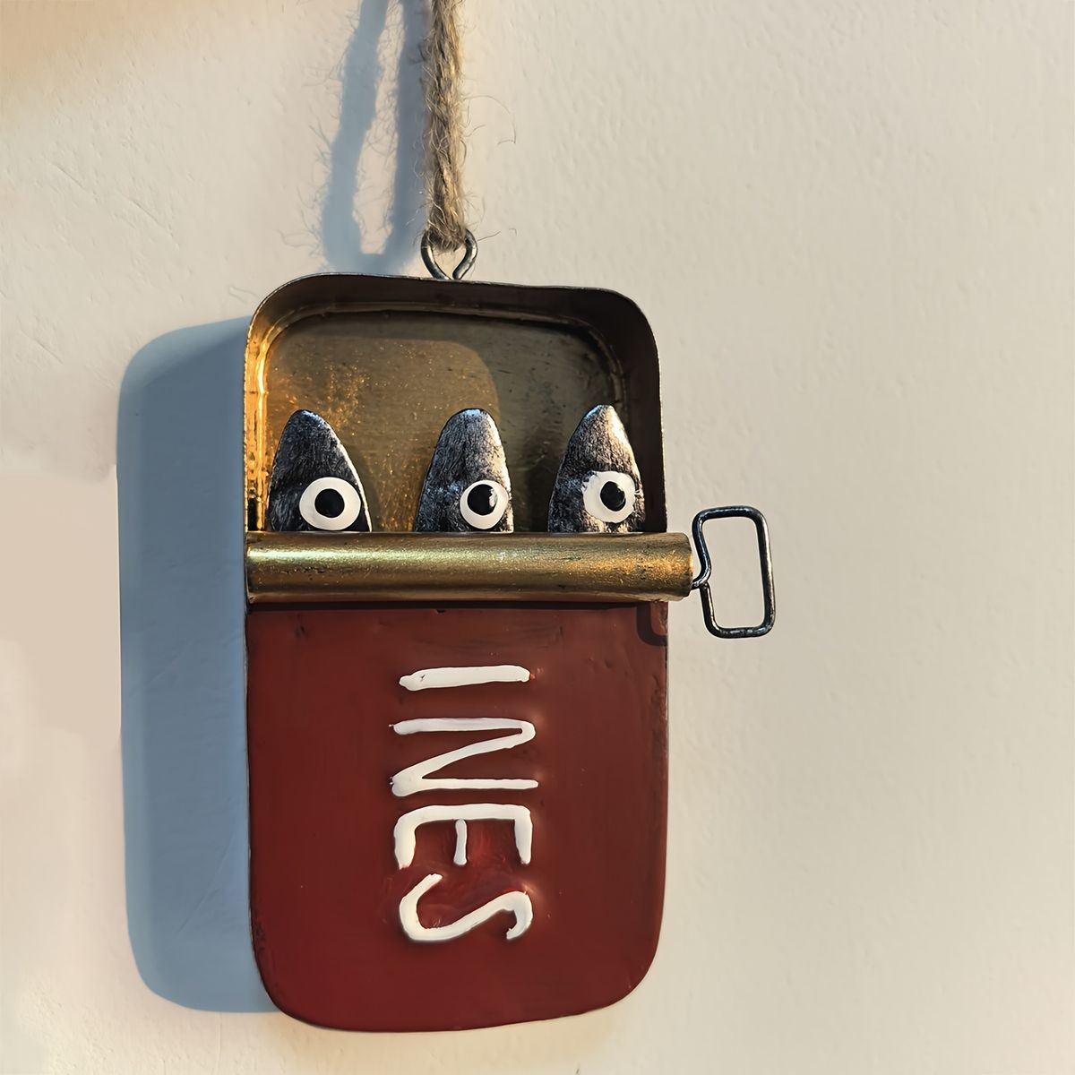 VATYERTY - 1 tarro de sardinas hecho a mano con tres sardinas de metal