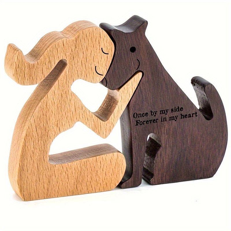 VATYERTY - 1 juego de figuras caninas de madera entrelazadas artesanales