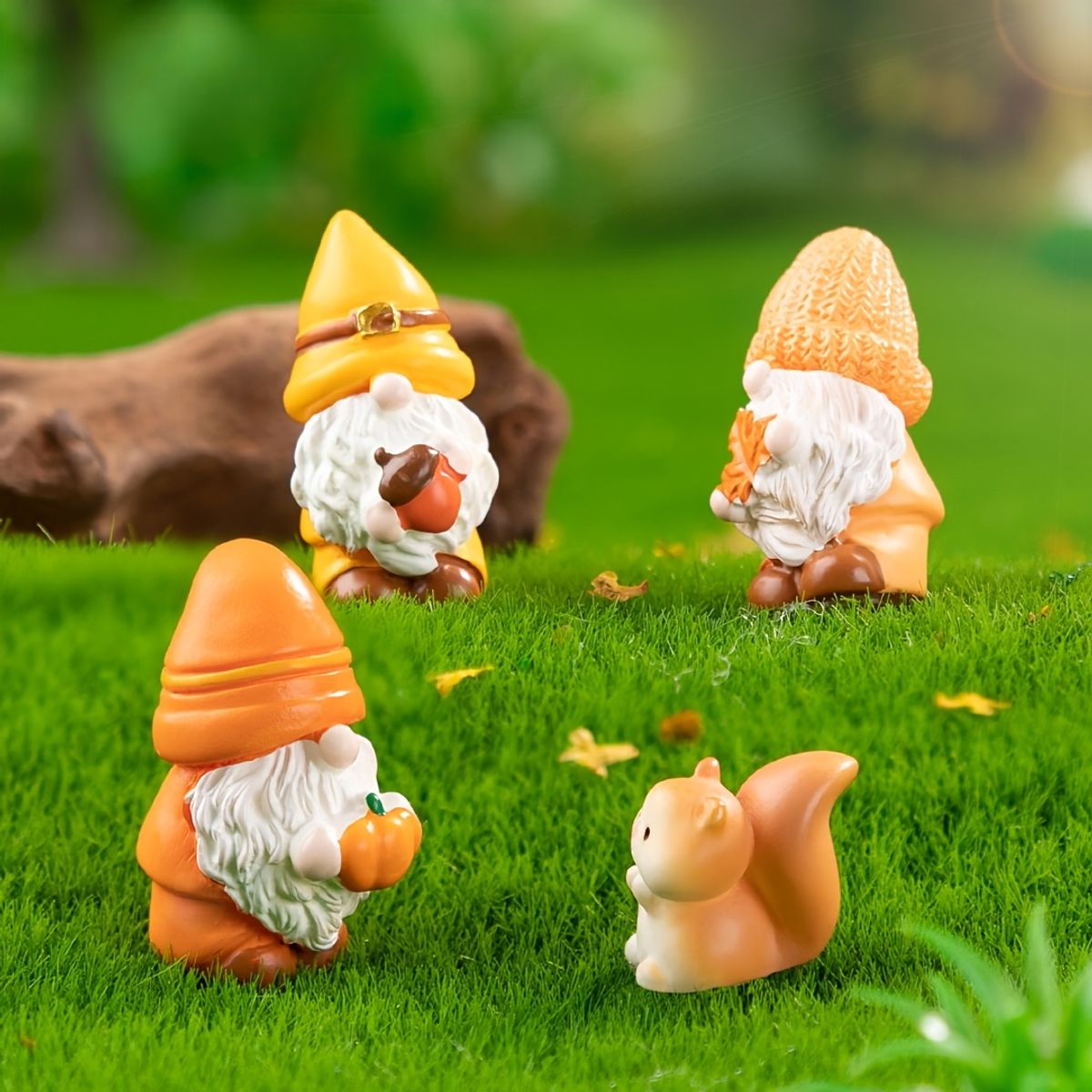 VATYERTY - 3 piezas figuras de gnomos con hojas de otoño