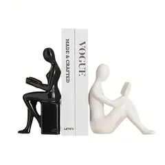 VATYERTY - Sujetalibros minimalistas modernos con figuras abstractas en tonos dorados