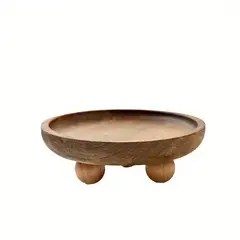 VATYERTY - Bandeja redonda de madera maciza con figura de conejo