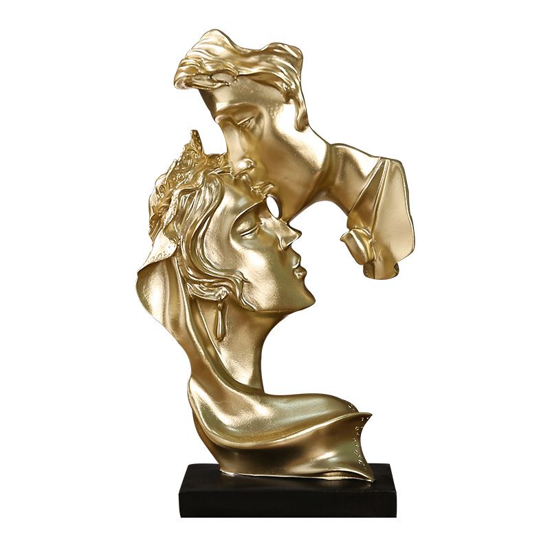 VATYERTY - Elegante escultura de amor de resina en tonos dorados