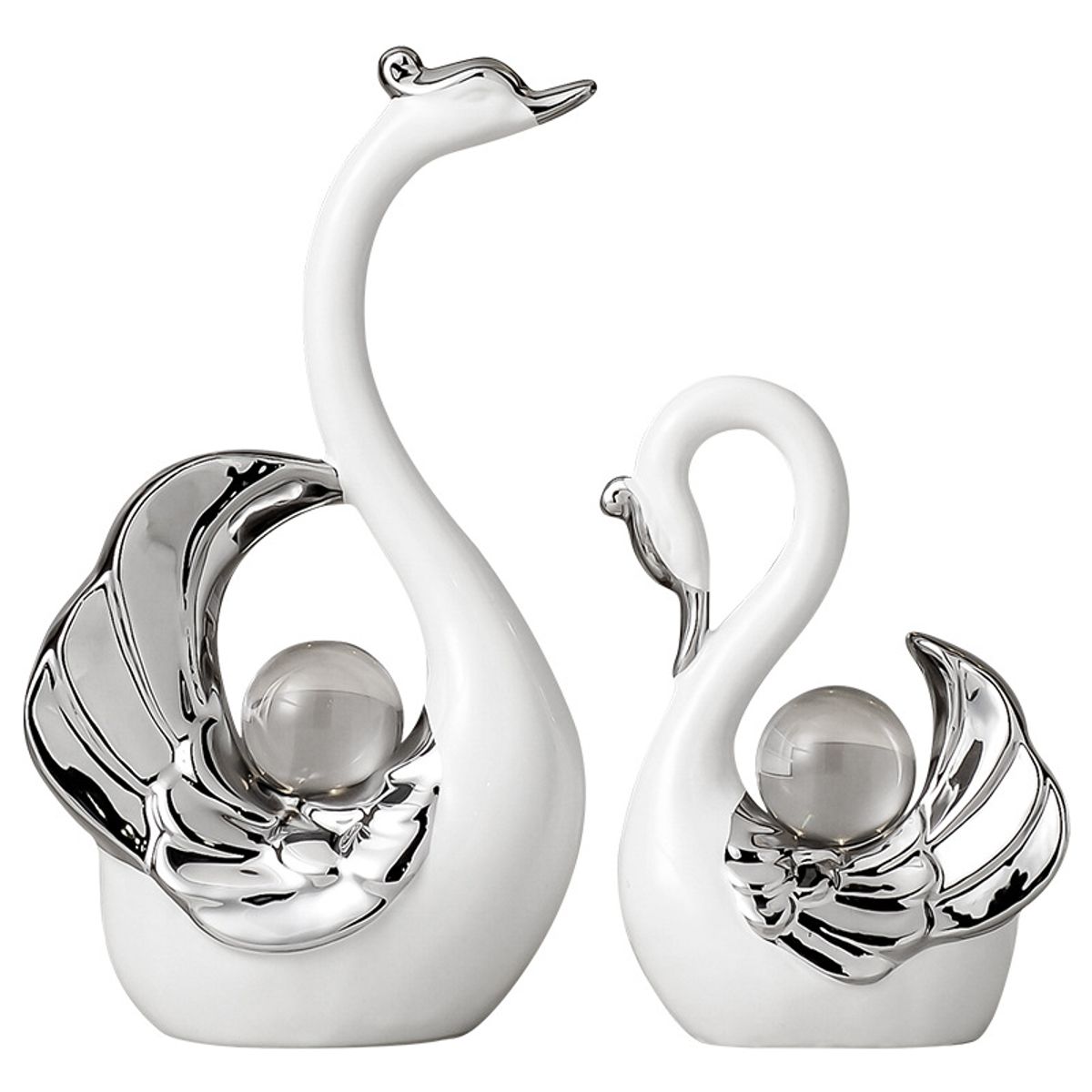 VATYERTY - Adorno de cisne de cerámica de lujo de alta gama con bola de cristal