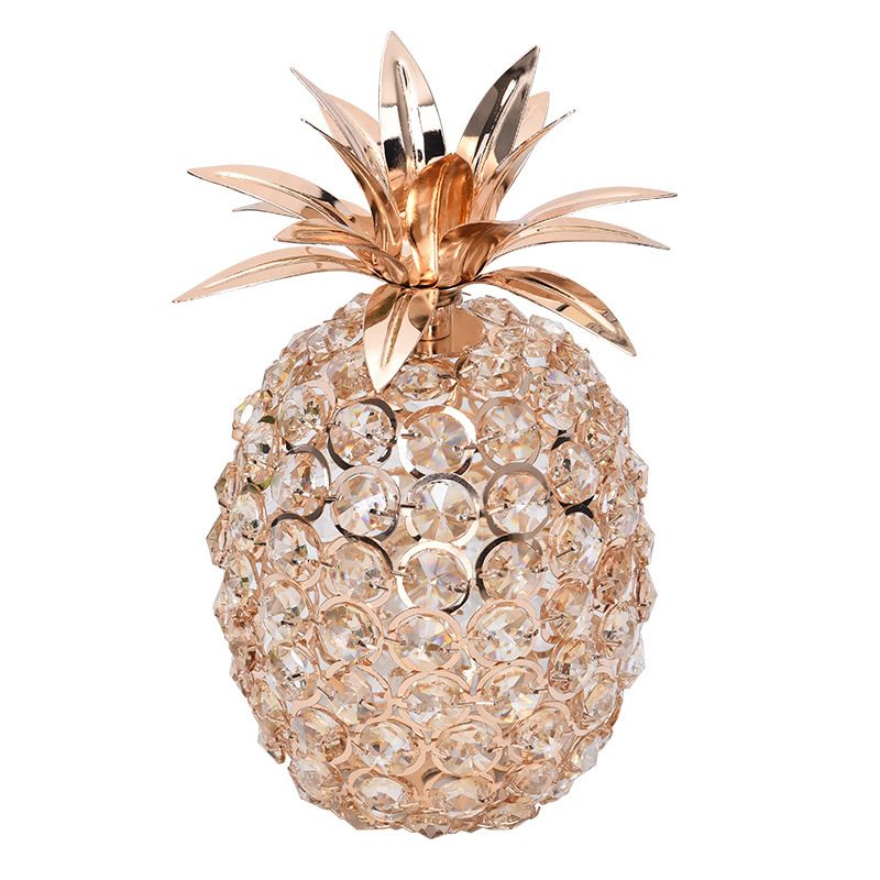VATYERTY Decoración de piña de cristal dorado de lujo con hojas ...