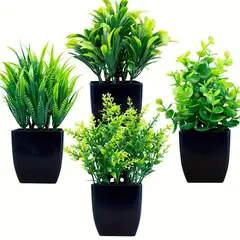 VATYERTY - Juego de 4 plantas artificiales en macetas negras