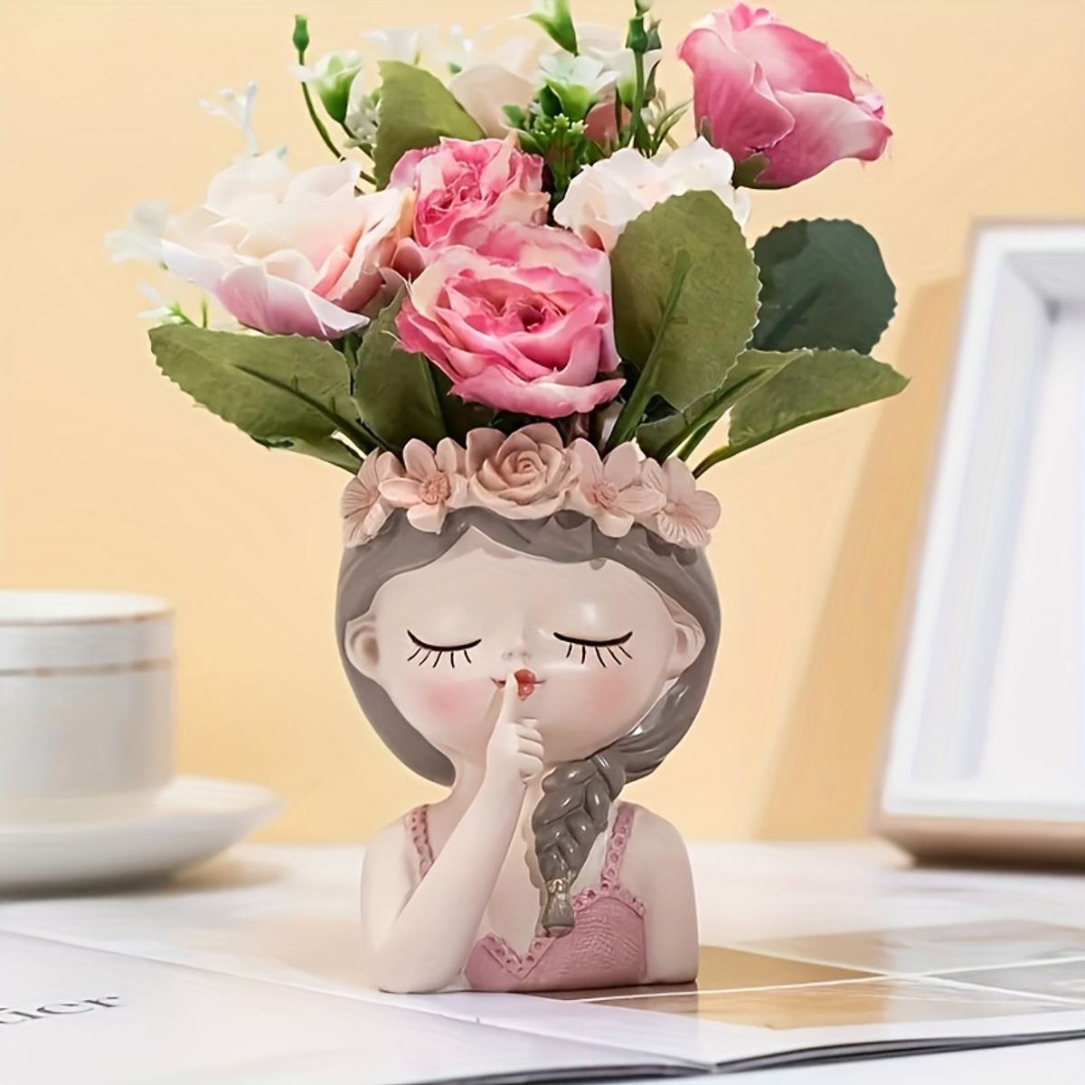 VATYERTY - Figura de maceta de hada de dibujos animados de resina 1 pieza