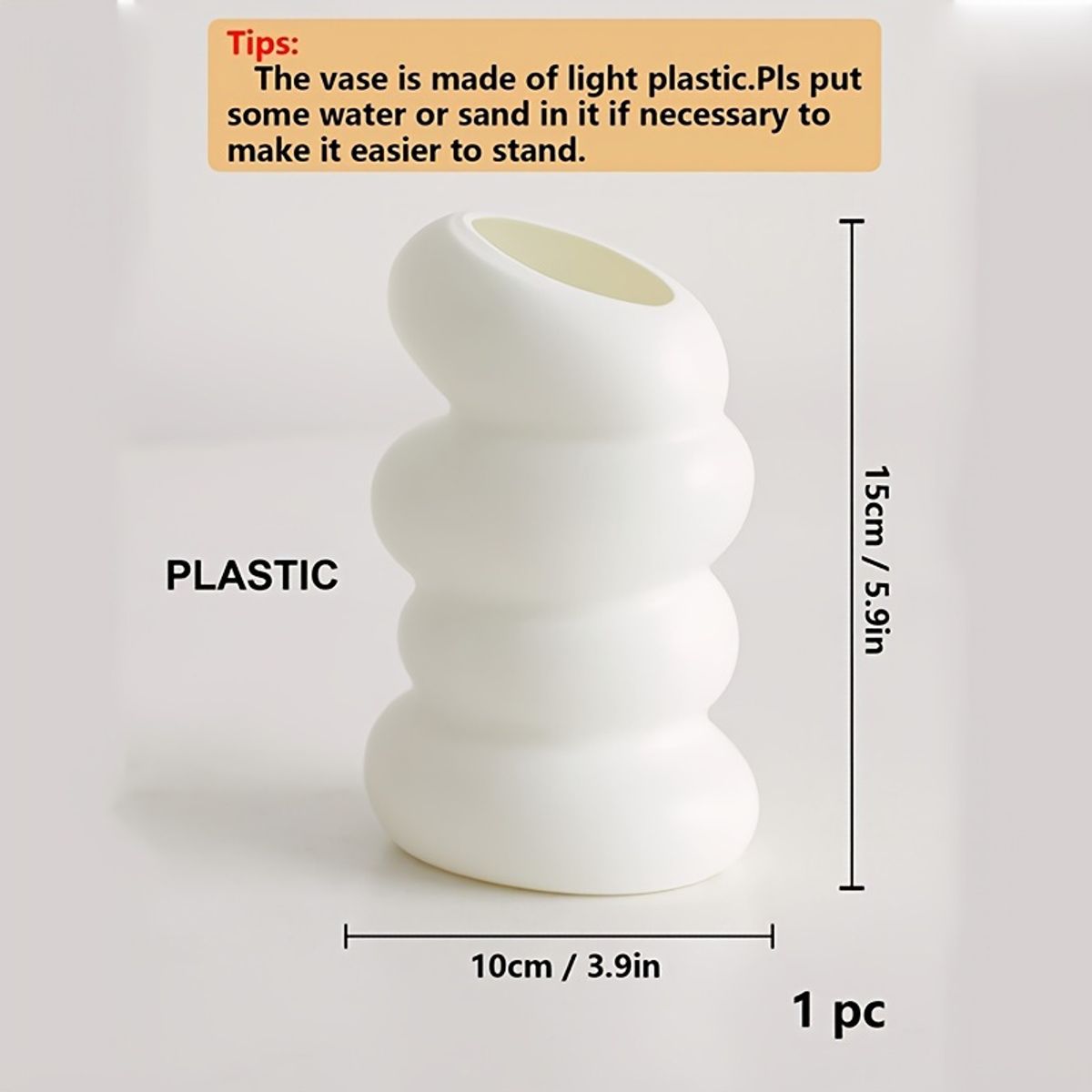 VATYERTY - Elegante jarrón de plástico blanco en espiral de inspiración nórdica