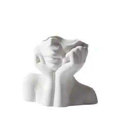 VATYERTY - 1 jarrón con cabeza femenina estilo moderno de resina
