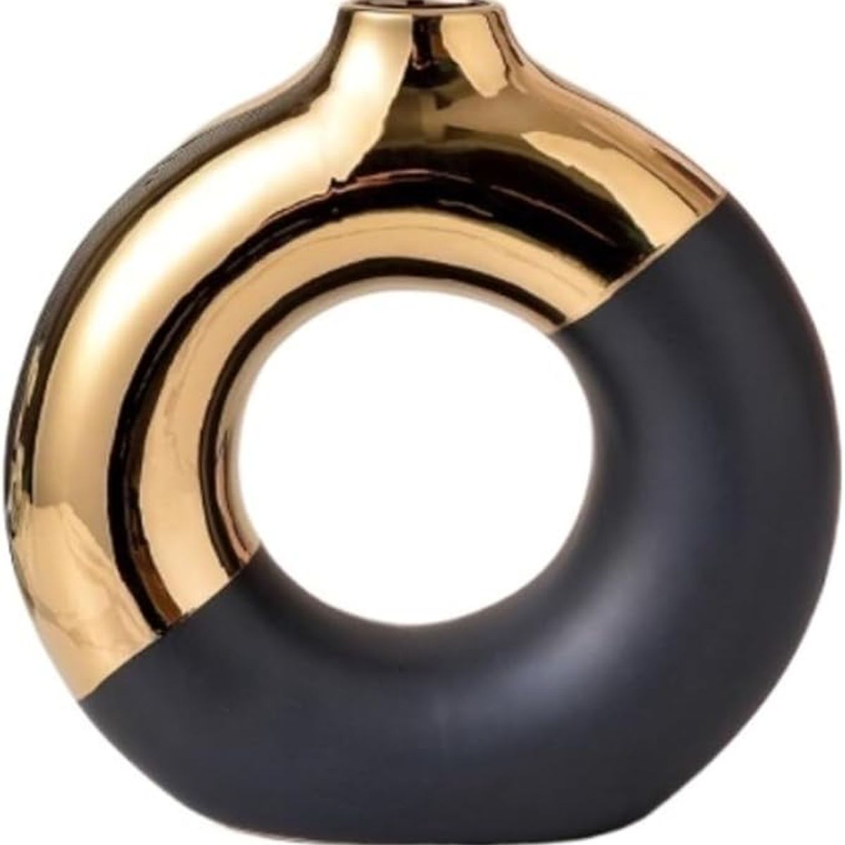 VATYERTY - Elegante jarrón de cerámica moderno en negro dorado y blanco