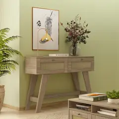 EXIT - Mesa de arrimo Trama Roble 110x33x80 cm