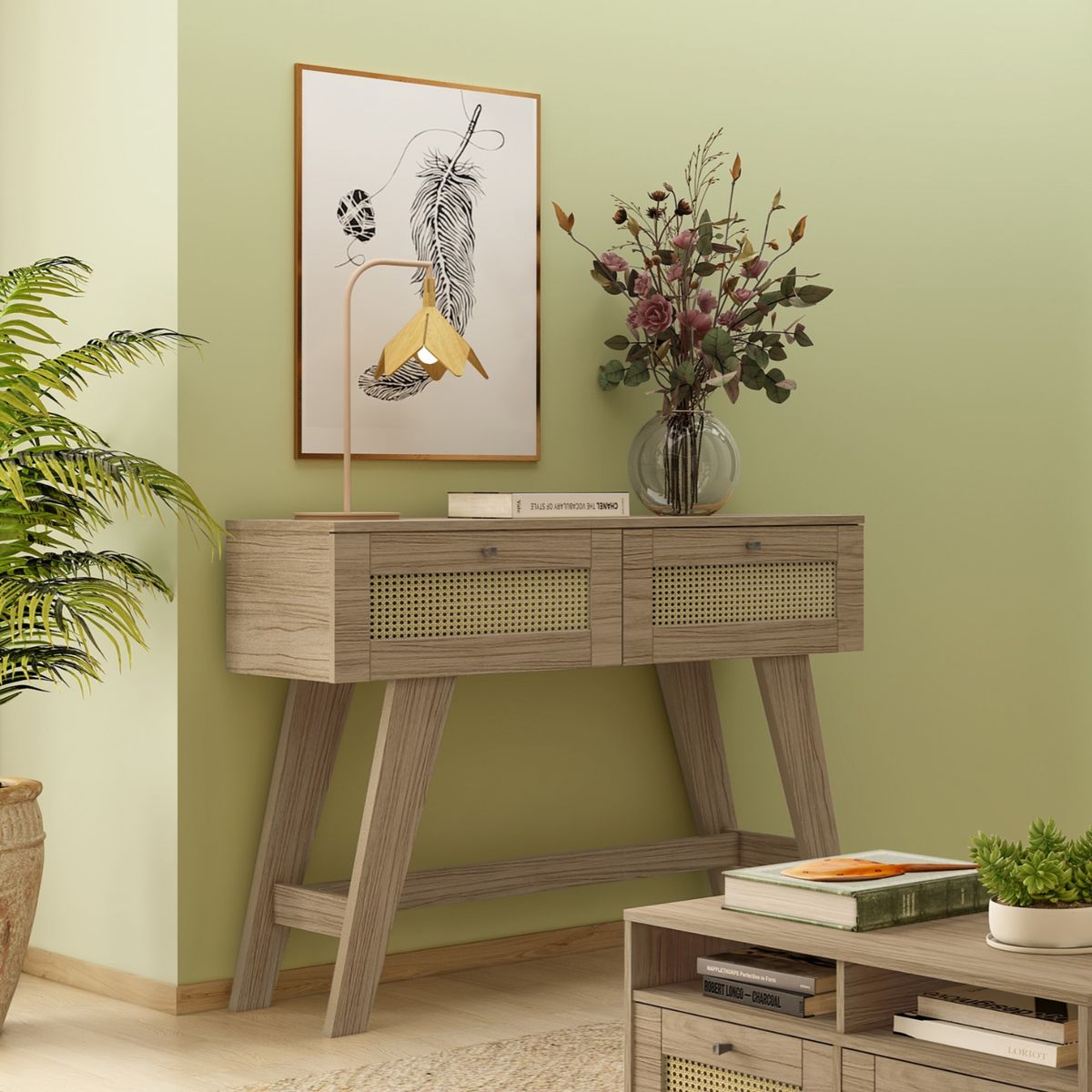 EXIT - Mesa de Arrimo Rectangular 110x80x33 cm Marrón Roble - Trama