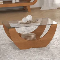 Mesa de Centro Rectangular con Vidrio 82x36x42 cm Cerezo - Onda