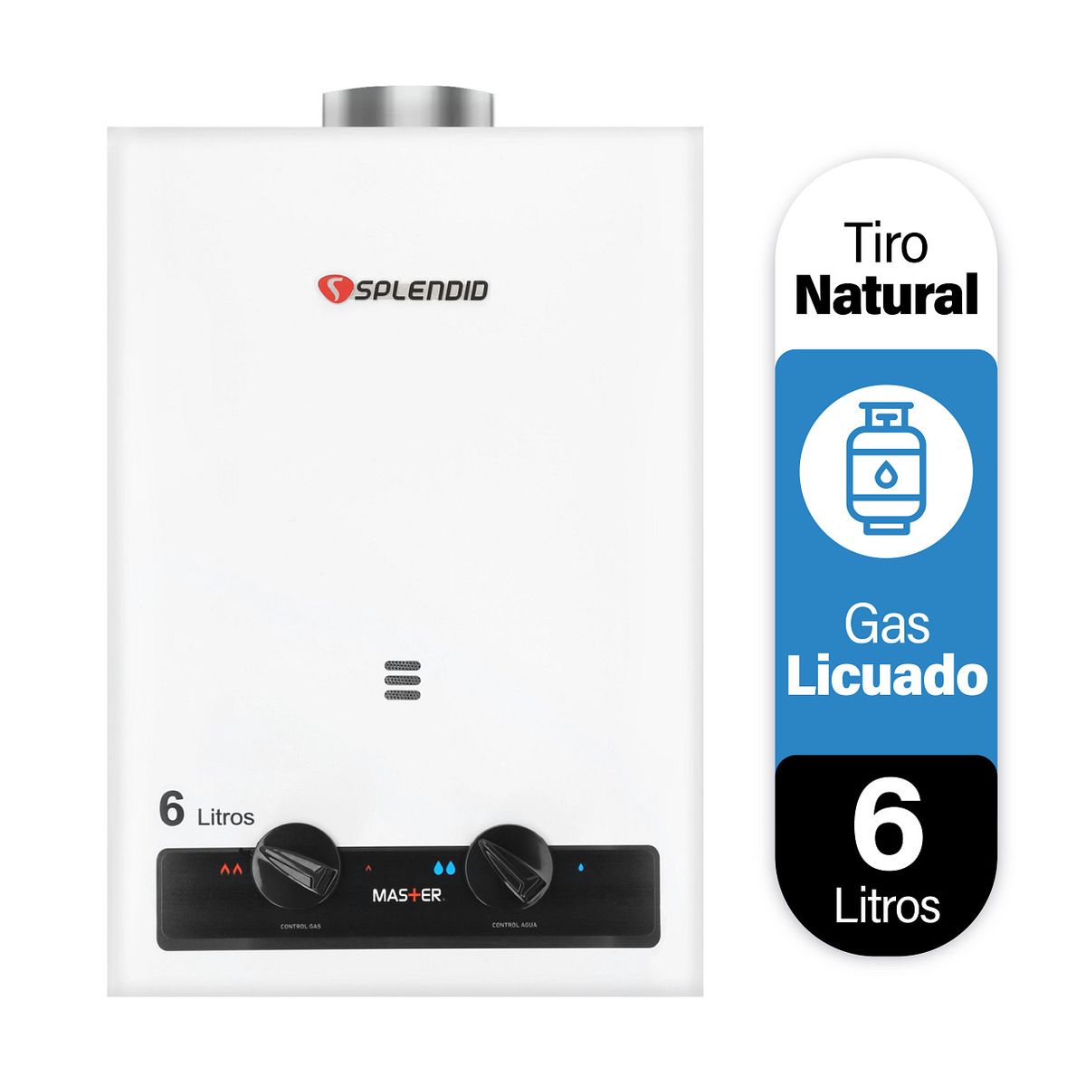 SPLENDID - Calefont 6 litros Gas licuado Tiro natural Splendid