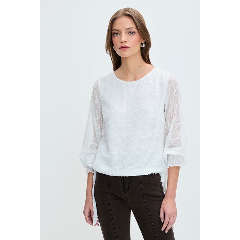 IO - Blusa Manga Larga Crudo Mujer Io