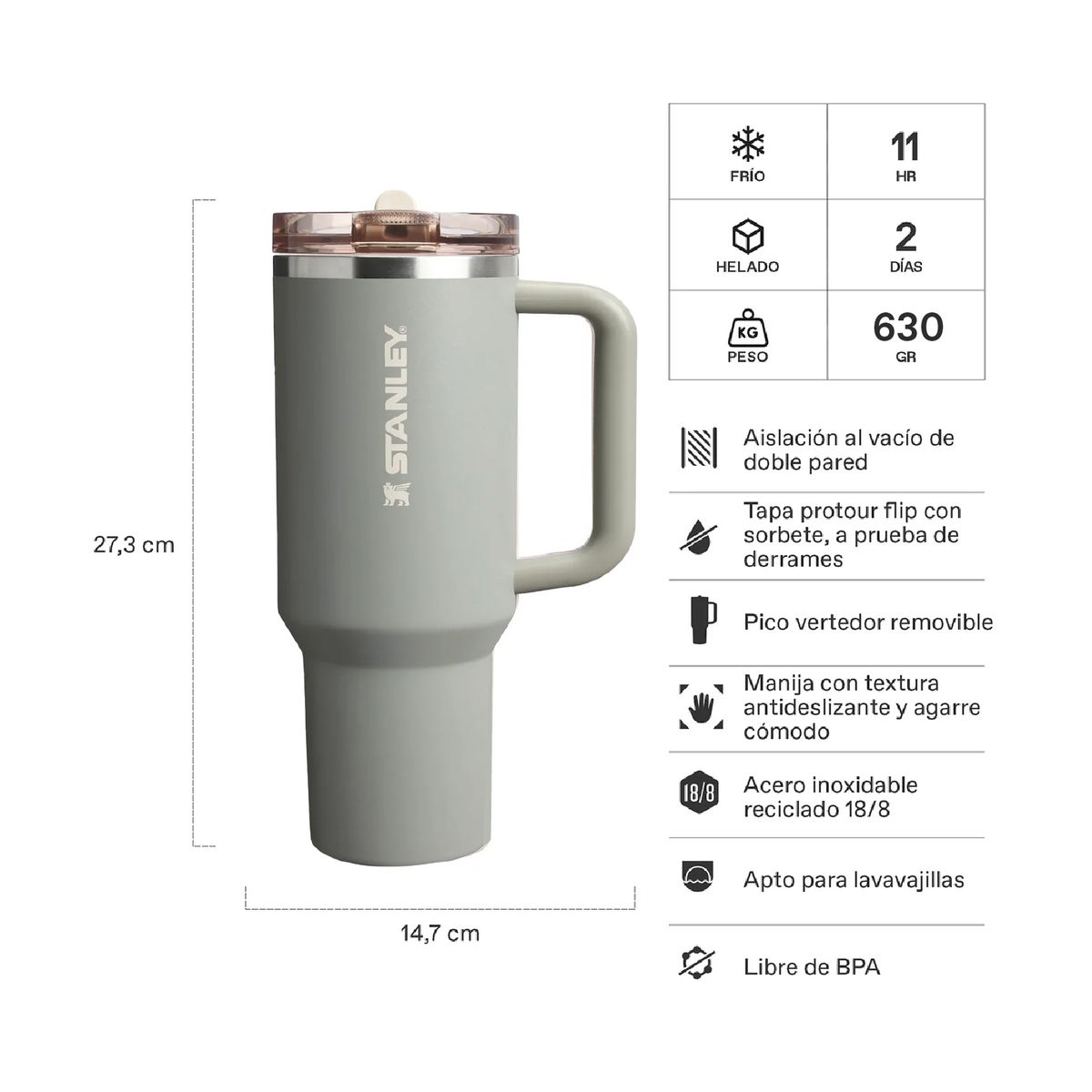 STANLEY - Quencher Protour Sage Grey - 118 lt