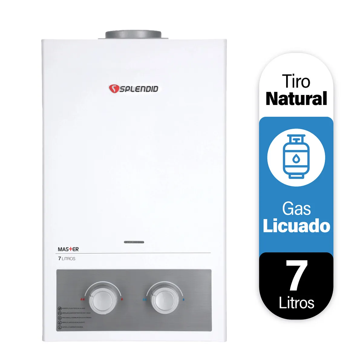 SPLENDID - Calefont 7 litros Gas licuado Tiro natural Splendid