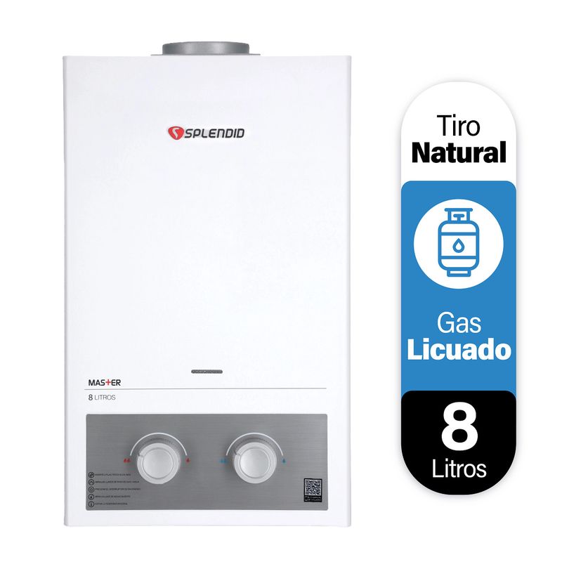 SPLENDID - Calefont 8 litros Gas licuado Tiro natural Splendid