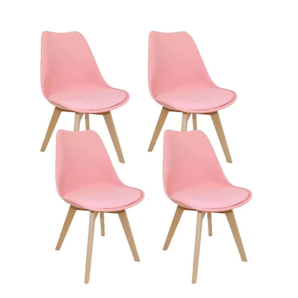 CORI CORI - Juego de Comedor Mesa Eames Vidrio 80cm + 4 Sillas Tulip Rosa…