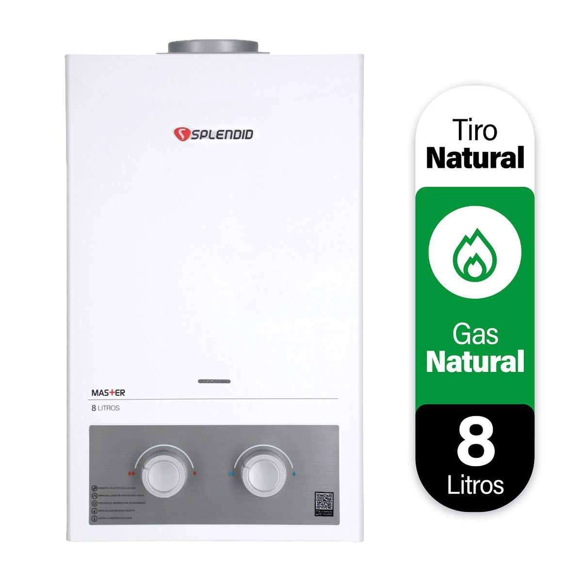 SPLENDID - Calefont 8 litros Gas natural Tiro natural Splendid