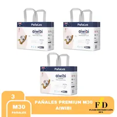 AIWIBI - PAÑAL PREMIUN M X30 Un Talla M PACK X3