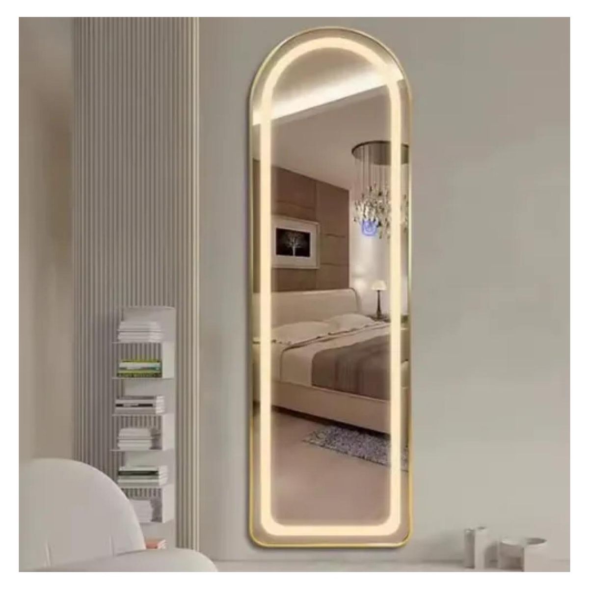 GENERICO - Espejo Led Dorado 160 Cm X 50 Cm