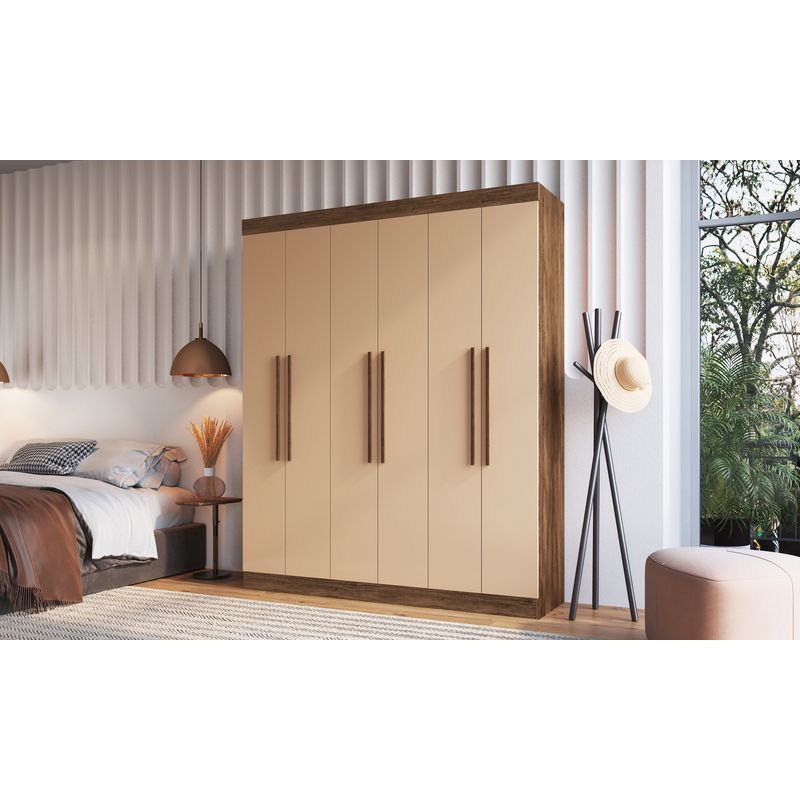EXIT - Closet New York 6 Puertas 2 180x217x47cm Castaño/ Beige