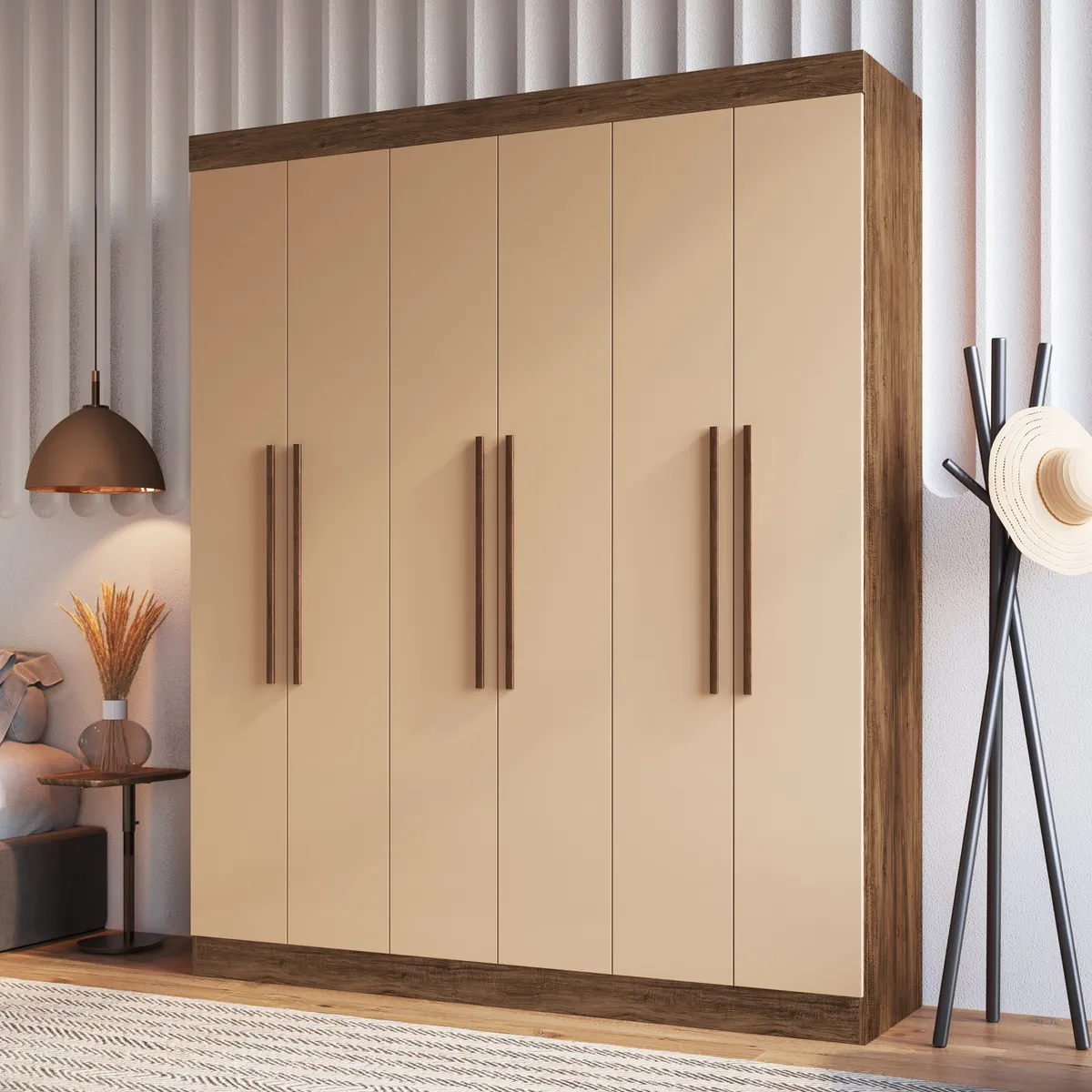 EXIT - Closet New York 6 Puertas 2 180x217x47cm Castaño/ Beige