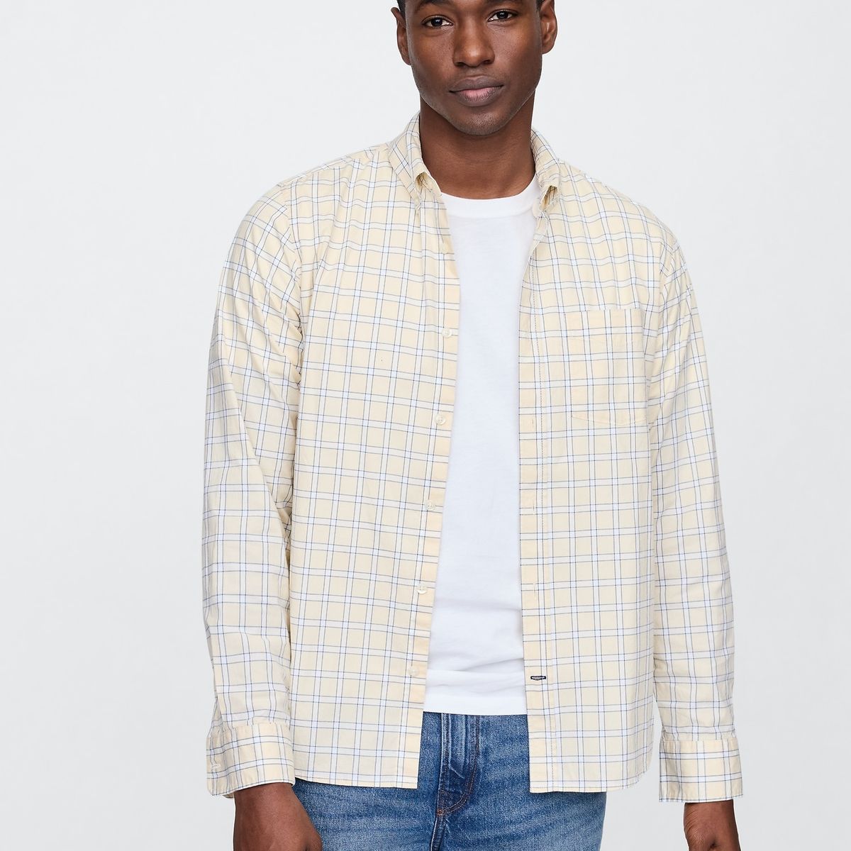 GAP - Camisa Hombre Gap Standard Manga Larga Amarillo