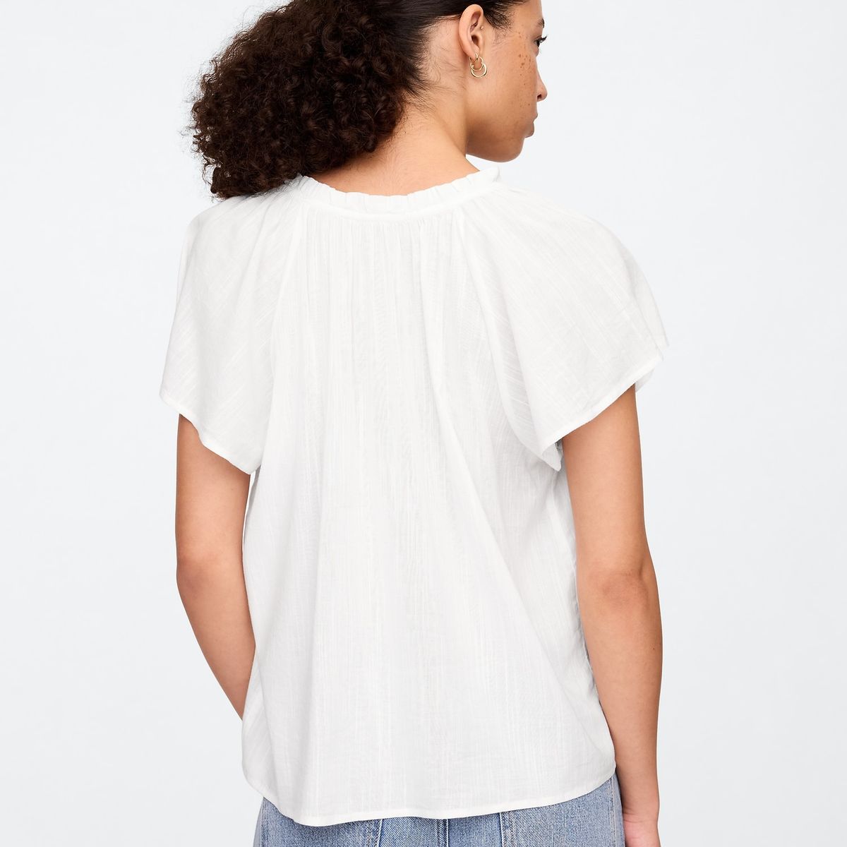 GAP - Blusa Mujer Zen Neck Manga Corta Blanco Gap