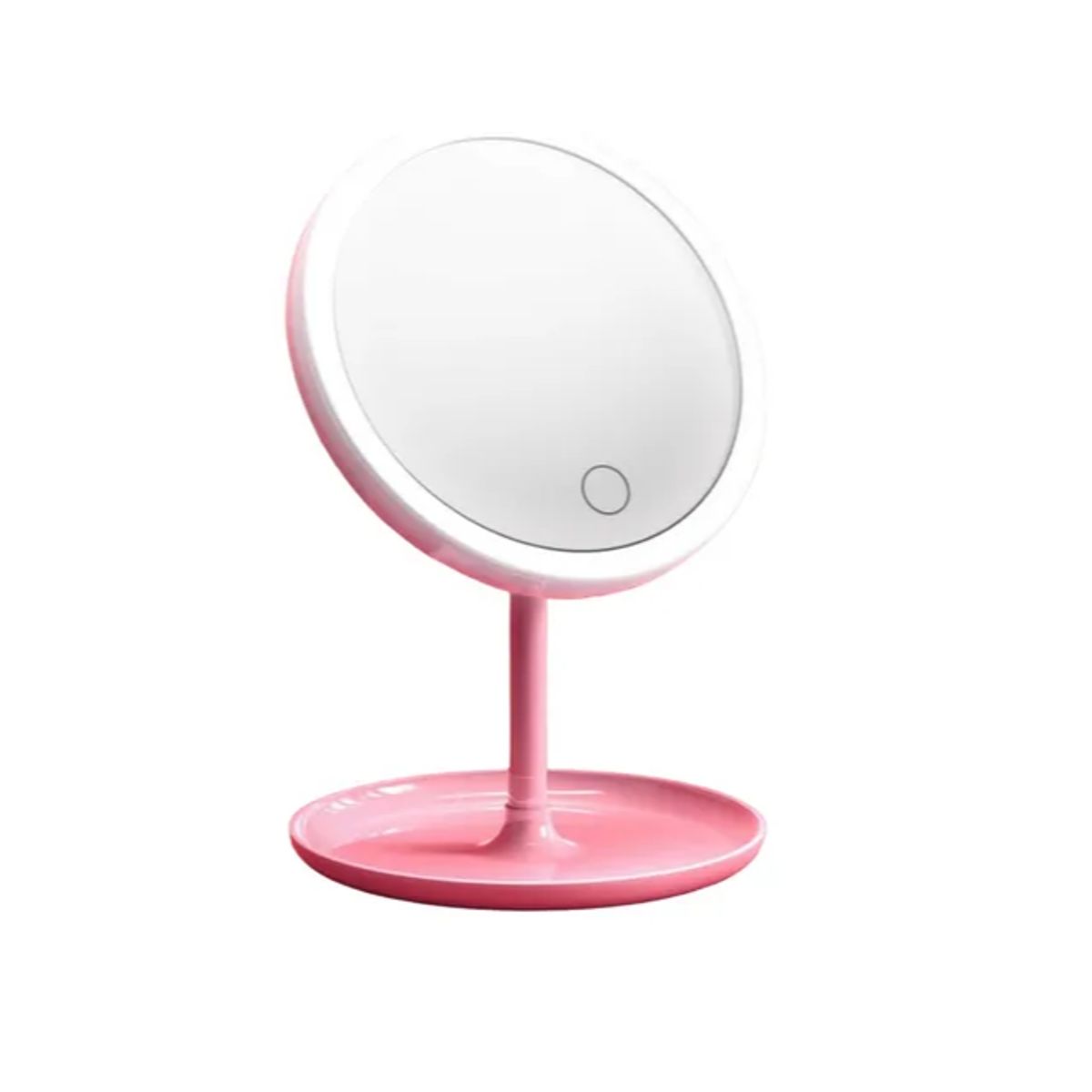 GENERICO - Espejo P/maquillaje Redondo 3 Tonos Luz Led Táctil Gira 360° Color del marco Rosado