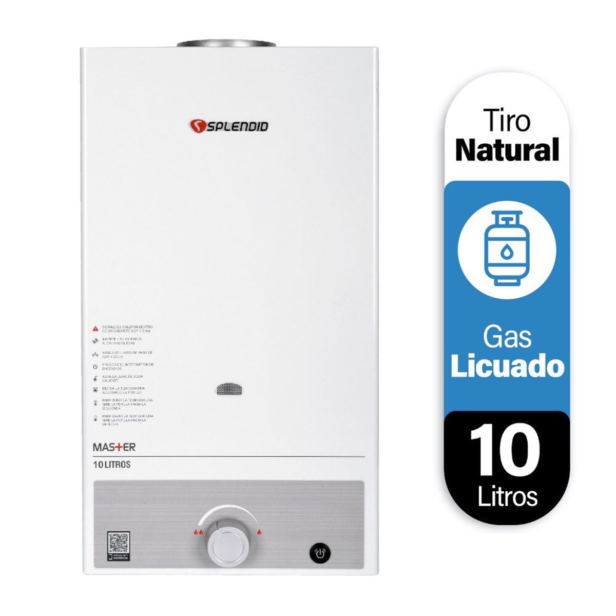 SPLENDID - Calefont 10 litros Gas licuado Tiro natural Splendid