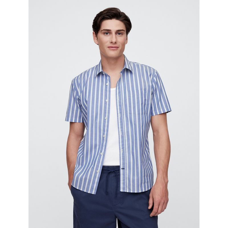 GAP - Camisa Hombre Popelina Standard Fit Manga Corta Blanco Gap