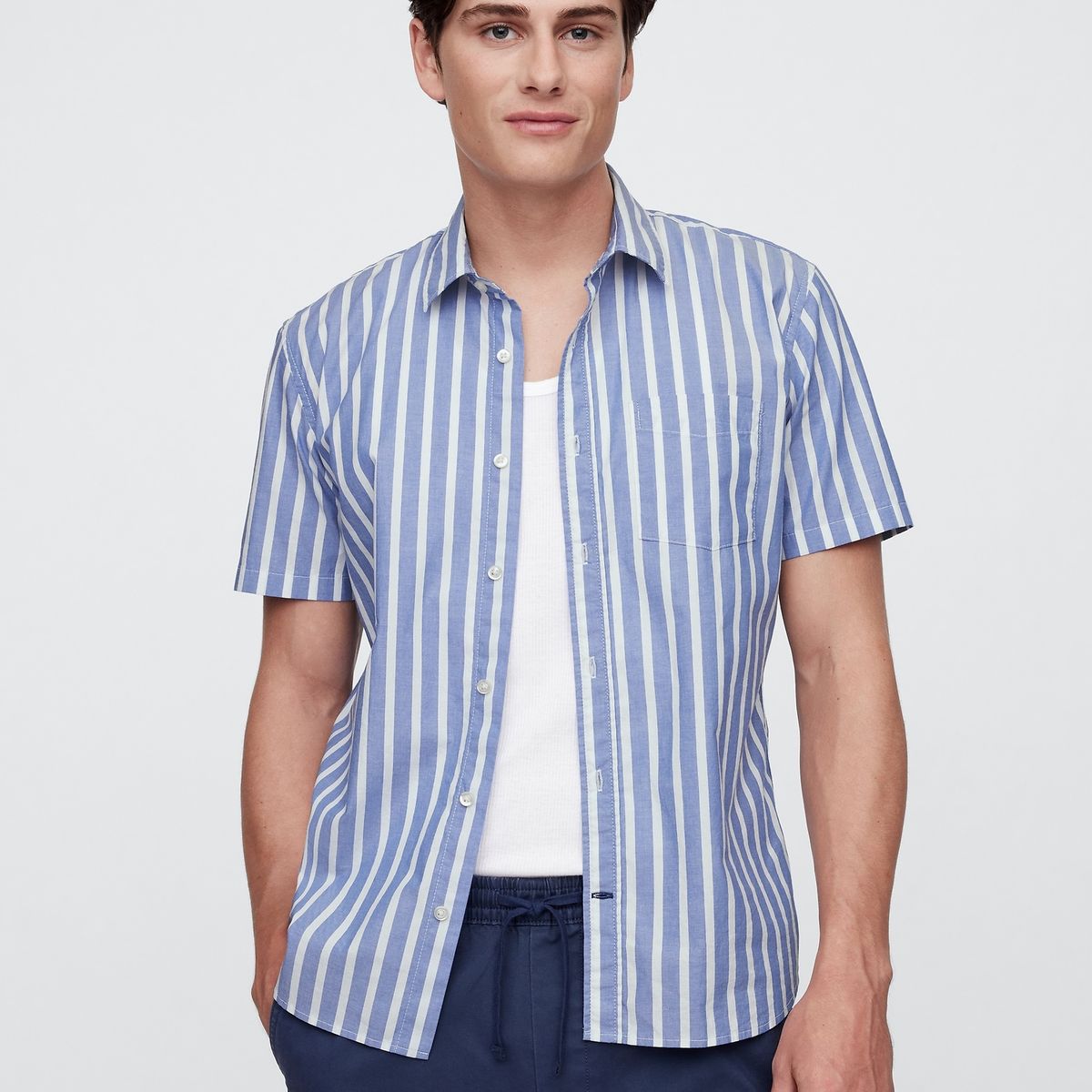 GAP - Camisa Hombre Popelina Standard Fit Manga Corta Blanco Gap