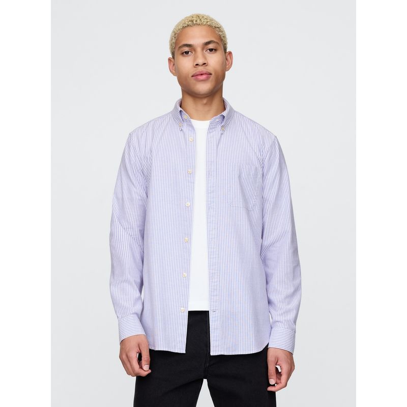 GAP - Camisa Hombre Oxford Standard Fit Manga Larga Lila Gap
