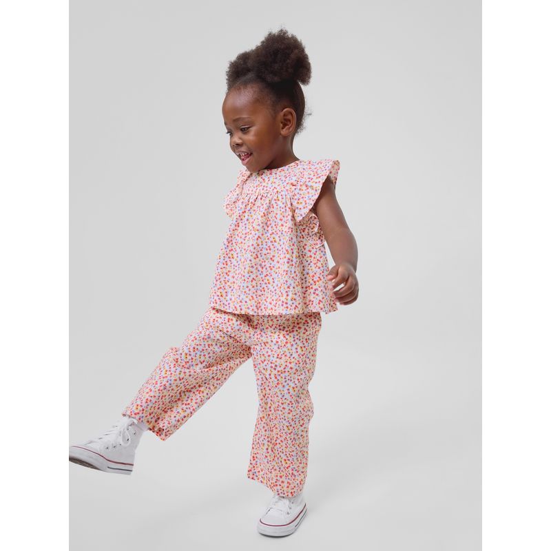 GAP - Blusa Toddler Niña Lino Vuelos Manga Corta Multicolor Gap