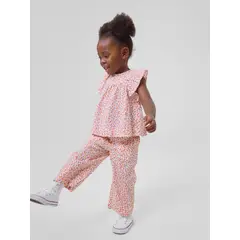 GAP - Blusa Toddler Niña Lino Vuelos Manga Corta Multicolor